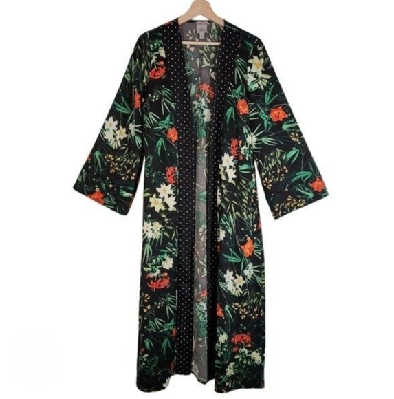 Jeannie Mai × INC Black Printed Silky Kimono - Picture 1 of 10